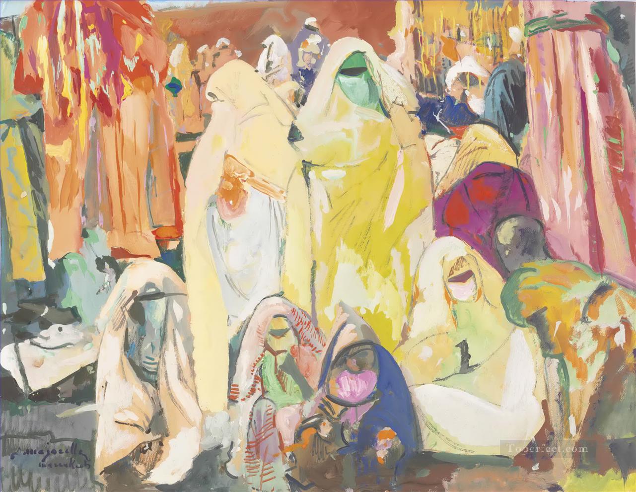 Femmes en Haik a arrivee du sultan a Marrakech Jacques Majorelle Orientalist Modernist Araber Oil Paintings